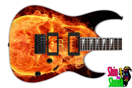  Guitar Skin Fire Skull 