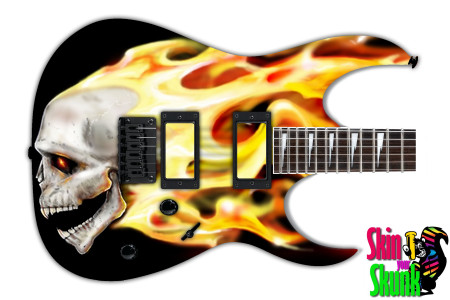  Guitar Skin Skull Flame 