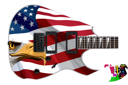  Guitar Skin Flag Eagle 