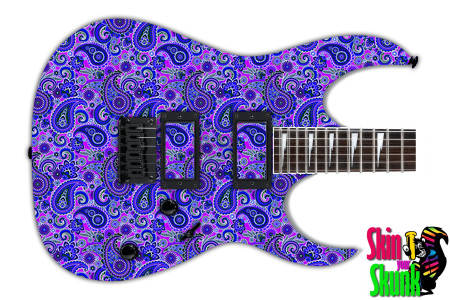  Guitar Skin Paisley Bright Blue 
