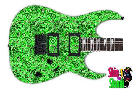  Guitar Skin Paisley Bright Green 