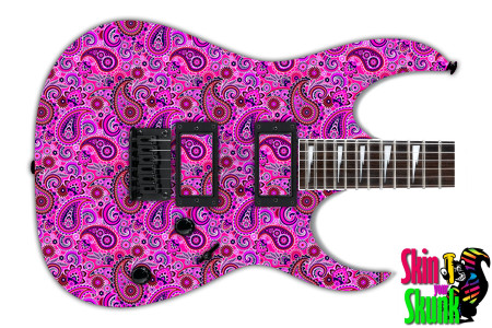  Guitar Skin Paisley Bright Pink 