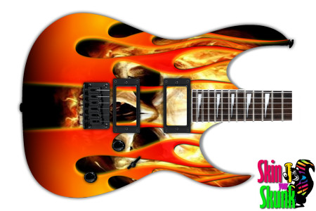  Guitar Skin Hotrod Skull Fire 
