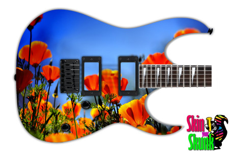  Guitar Skin Flowers Poppy 