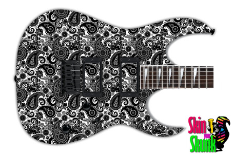  Guitar Skin Paisley Black White 