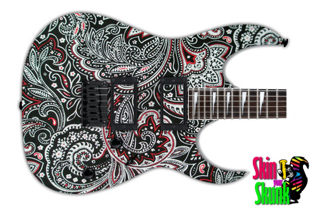  Guitar Skin Paisley Blackred 