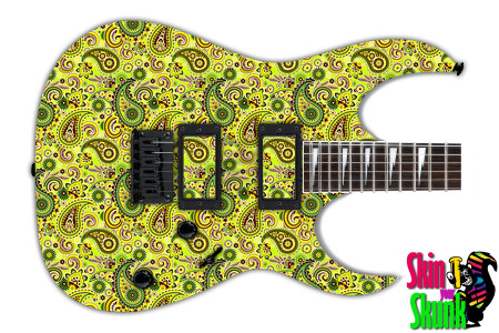  Guitar Skin Paisley Bright Yellow 
