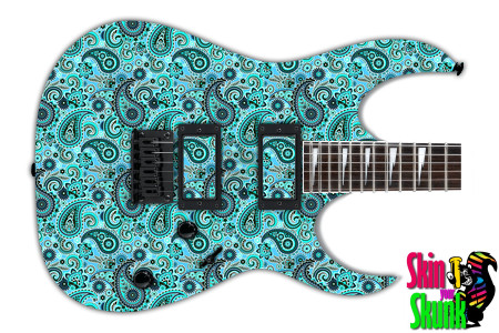  Guitar Skin Paisley Cyan 