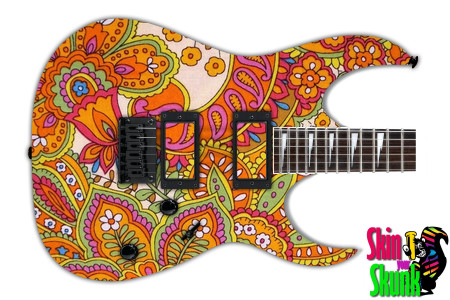  Guitar Skin Paisley Orange 