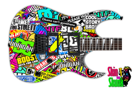  Guitar Skin Stickers Warning 